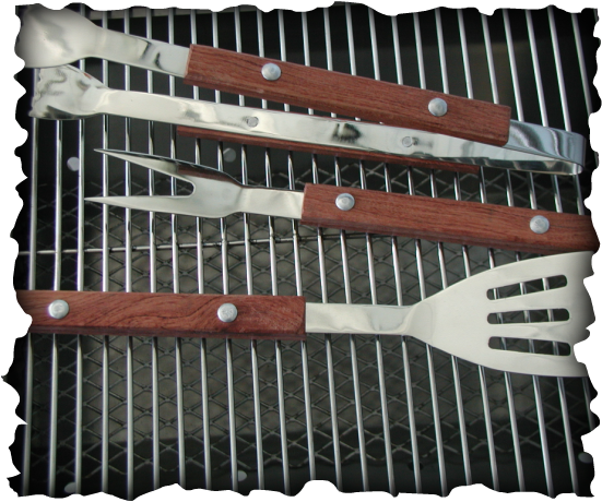 STAINLESS UTENSILS WITH ROSEWOOD HANDLES